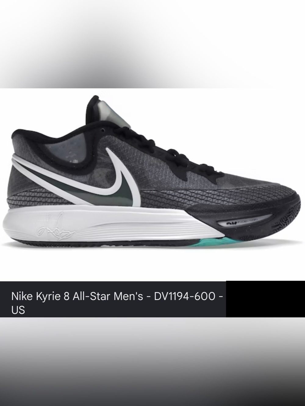 NWT Nike Kyrie 8 Basketball Shoe, Collector’s Blk/Wht/Gry/Blu, Men’s Size: 13